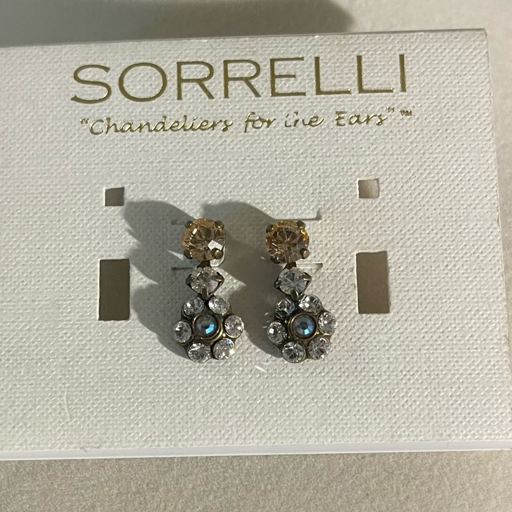 Sorrelli Gold and Silver Floral Crystal Earrings